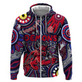 Personalised NAIDOC Week 2024 North Melbourne Kangaroos Zip Hoodie Australian Aboriginal Hand Painting