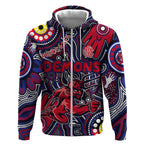Personalised NAIDOC Week 2024 North Melbourne Kangaroos Zip Hoodie Australian Aboriginal Hand Painting