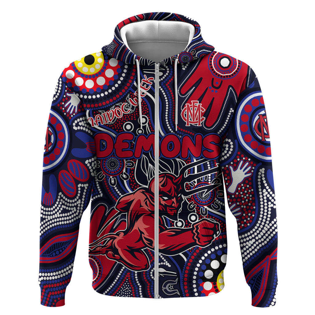 Personalised NAIDOC Week 2024 North Melbourne Kangaroos Zip Hoodie Australian Aboriginal Hand Painting