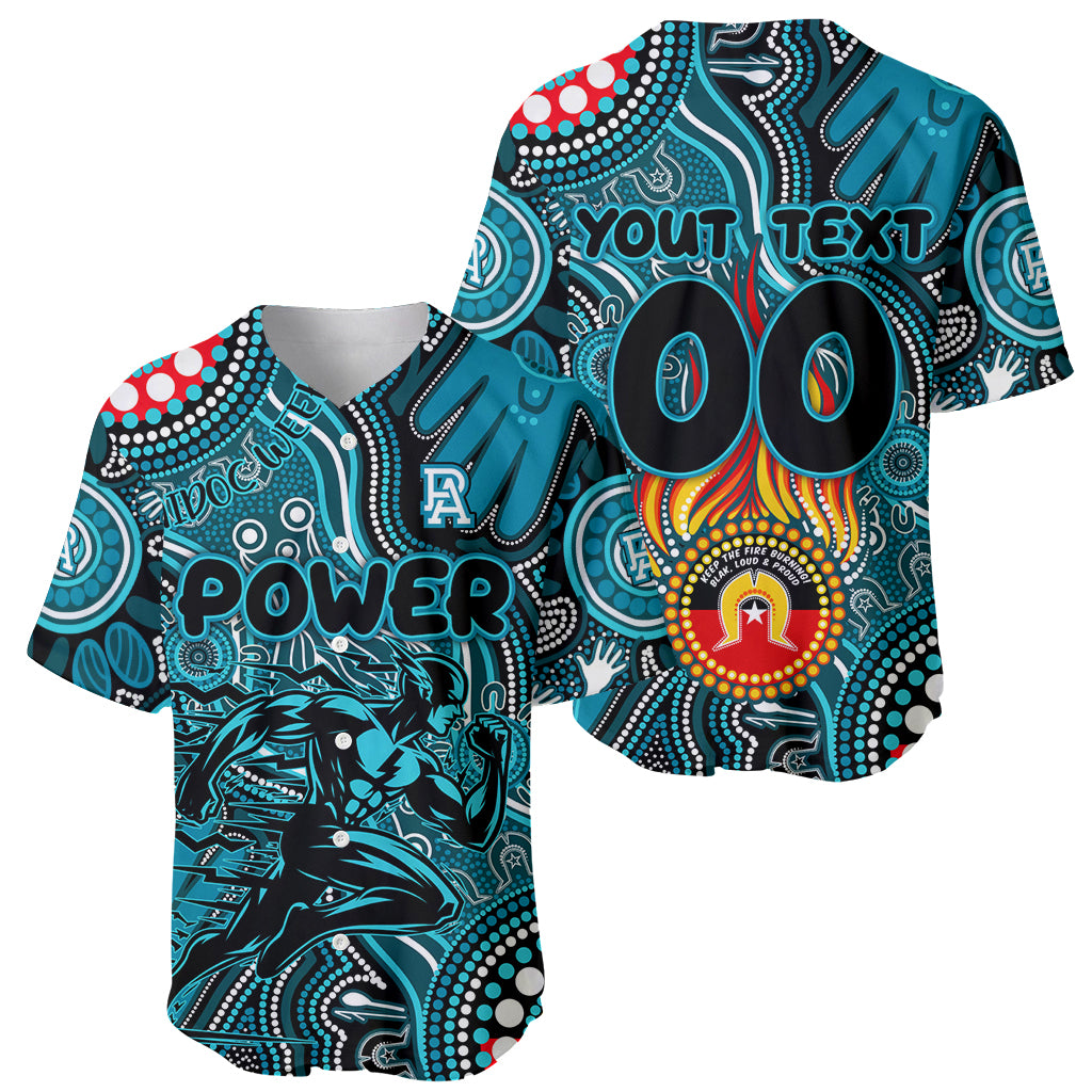 Personalised NAIDOC Week 2024 Port Adelaide Power Baseball Jersey Australian Aboriginal Hand Painting