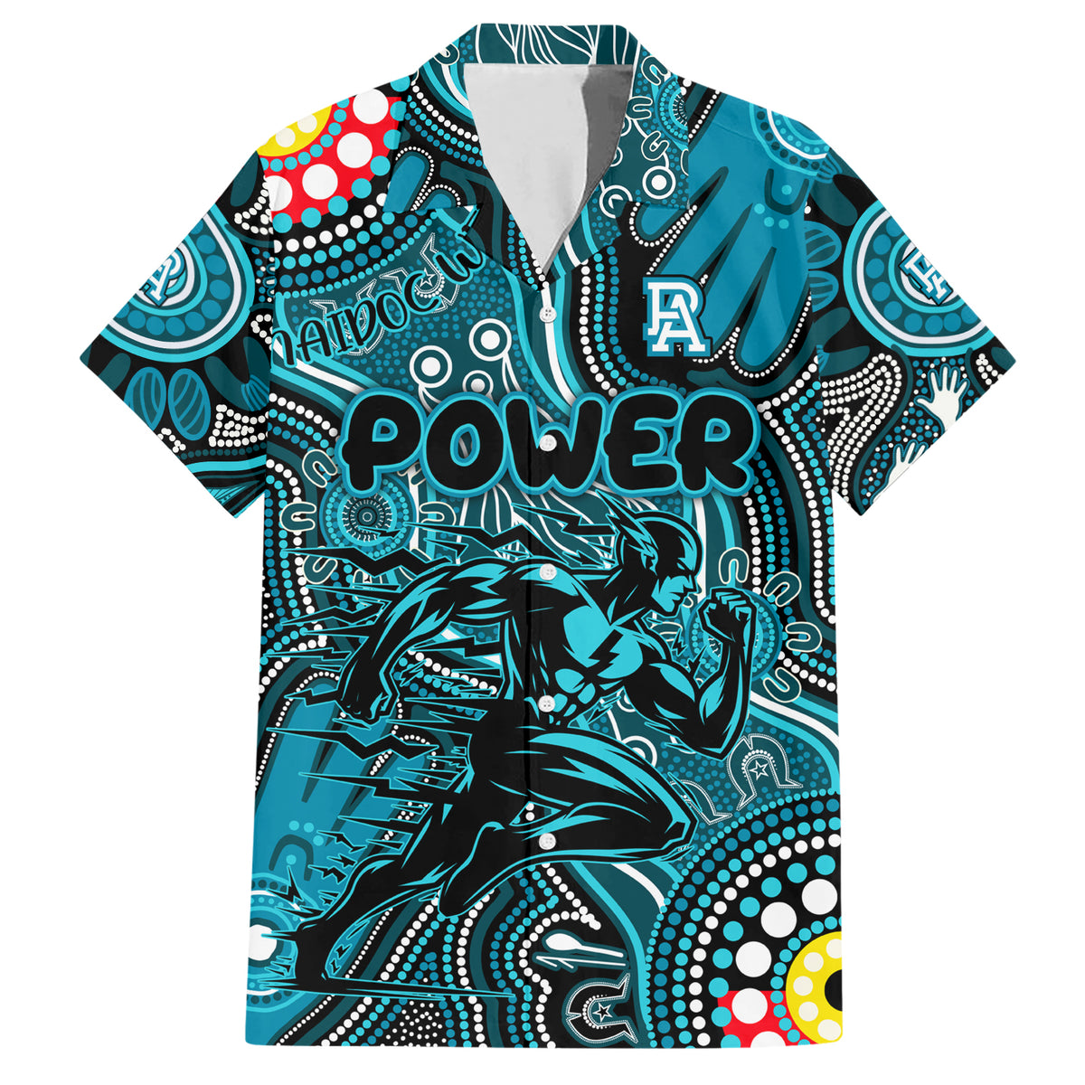 Personalised NAIDOC Week 2024 Port Adelaide Power Hawaiian Shirt Australian Aboriginal Hand Painting