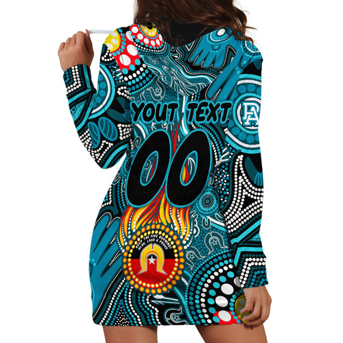 Personalised NAIDOC Week 2024 Port Adelaide Power Hoodie Dress Australian Aboriginal Hand Painting