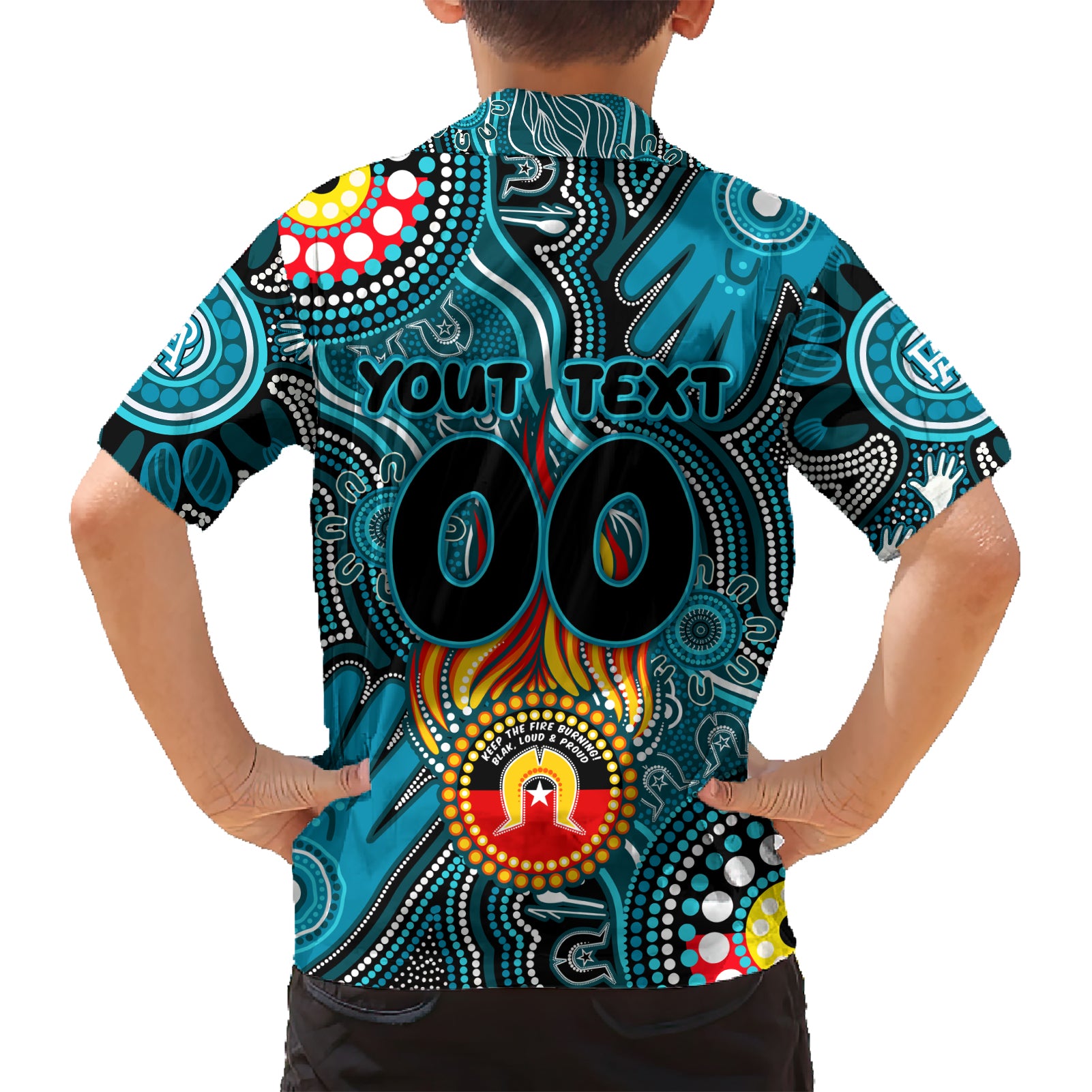 Personalised NAIDOC Week 2024 Port Adelaide Power Kid Hawaiian Shirt Australian Aboriginal Hand Painting