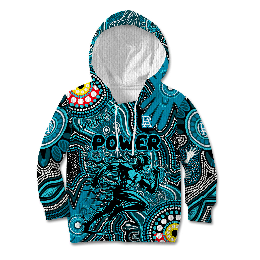 Personalised NAIDOC Week 2024 Port Adelaide Power Kid Hoodie Australian Aboriginal Hand Painting