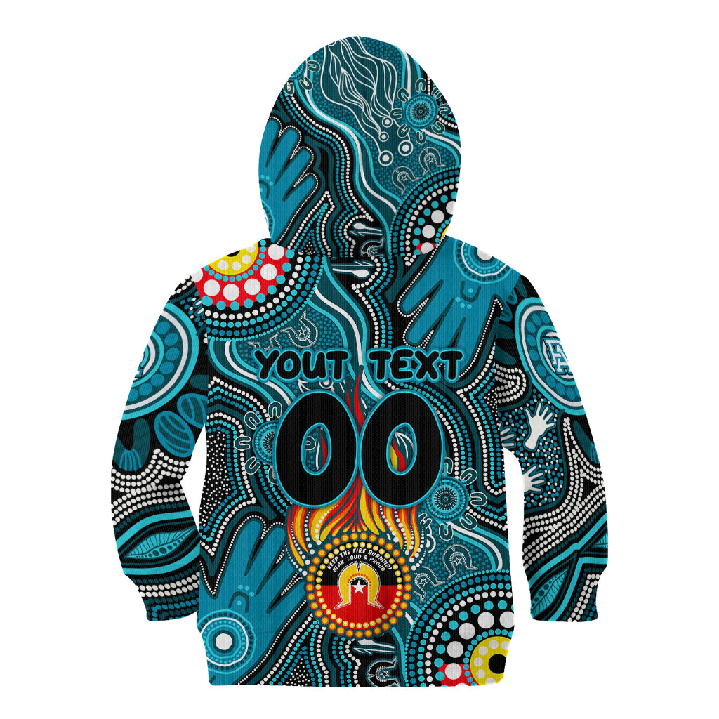 Personalised NAIDOC Week 2024 Port Adelaide Power Kid Hoodie Australian Aboriginal Hand Painting