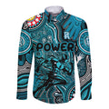 Personalised NAIDOC Week 2024 Port Adelaide Power Long Sleeve Button Shirt Australian Aboriginal Hand Painting
