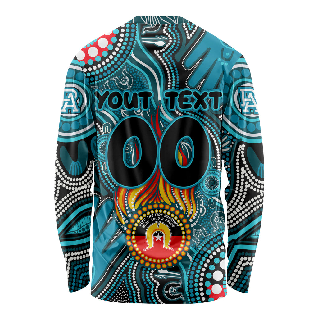 Personalised NAIDOC Week 2024 Port Adelaide Power Long Sleeve Shirt Australian Aboriginal Hand Painting