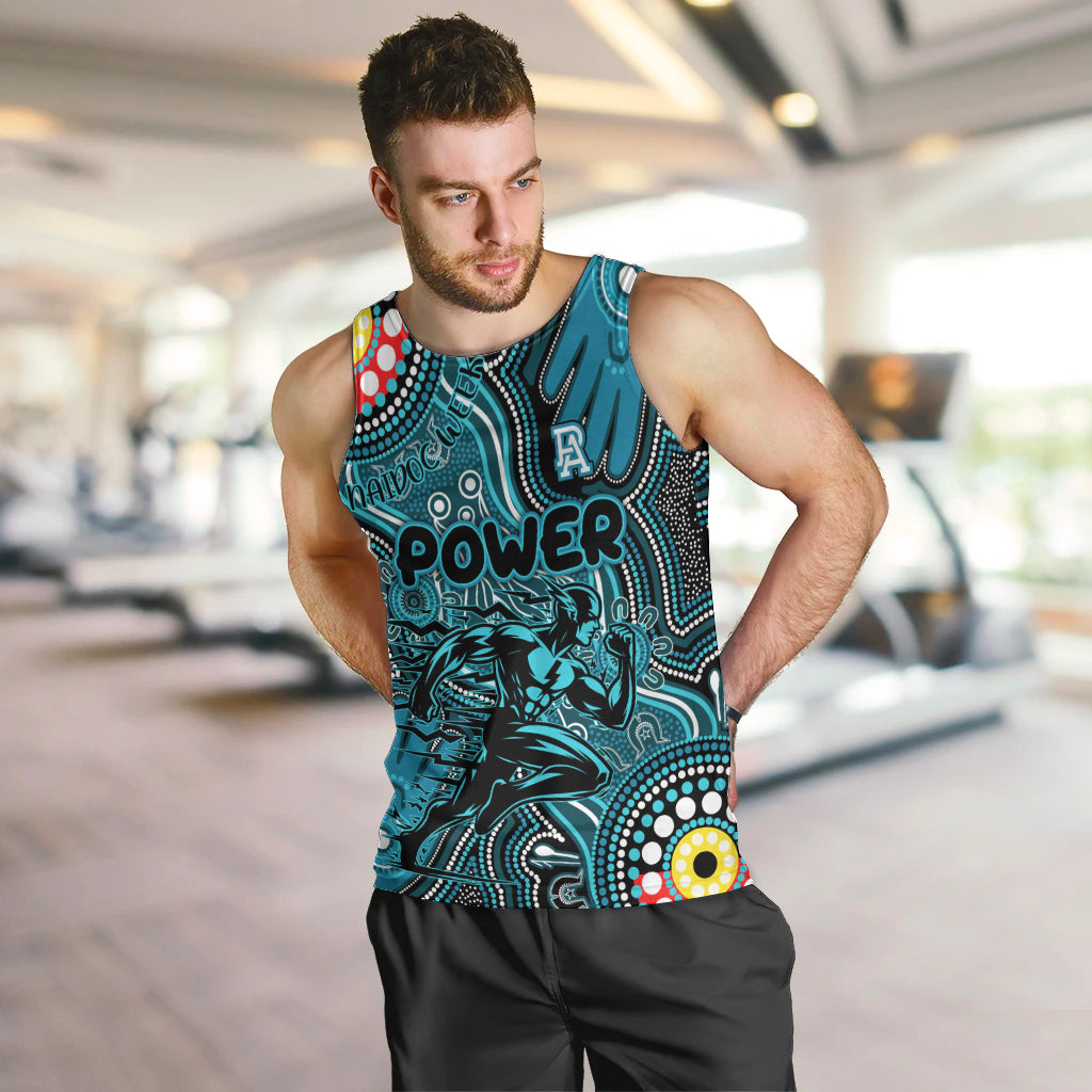 Personalised NAIDOC Week 2024 Port Adelaide Power Men Tank Top Australian Aboriginal Hand Painting