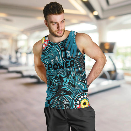 Personalised NAIDOC Week 2024 Port Adelaide Power Men Tank Top Australian Aboriginal Hand Painting
