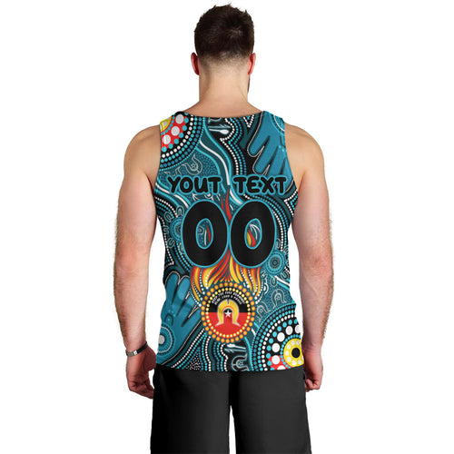 Personalised NAIDOC Week 2024 Port Adelaide Power Men Tank Top Australian Aboriginal Hand Painting