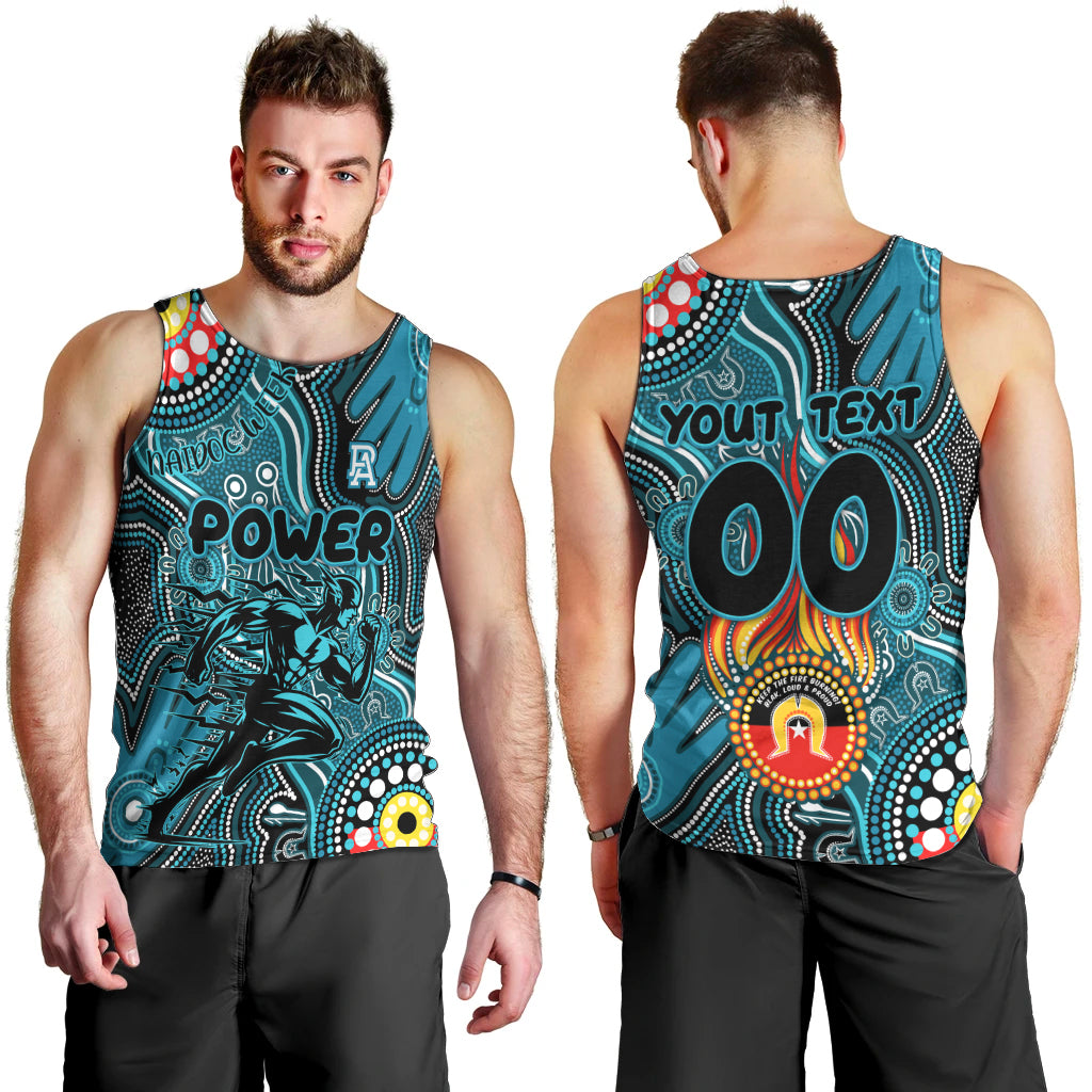Personalised NAIDOC Week 2024 Port Adelaide Power Men Tank Top Australian Aboriginal Hand Painting