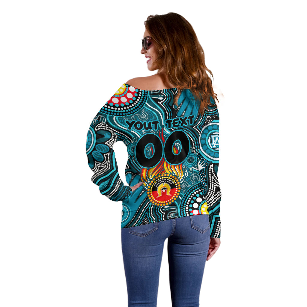 Personalised NAIDOC Week 2024 Port Adelaide Power Off Shoulder Sweater Australian Aboriginal Hand Painting