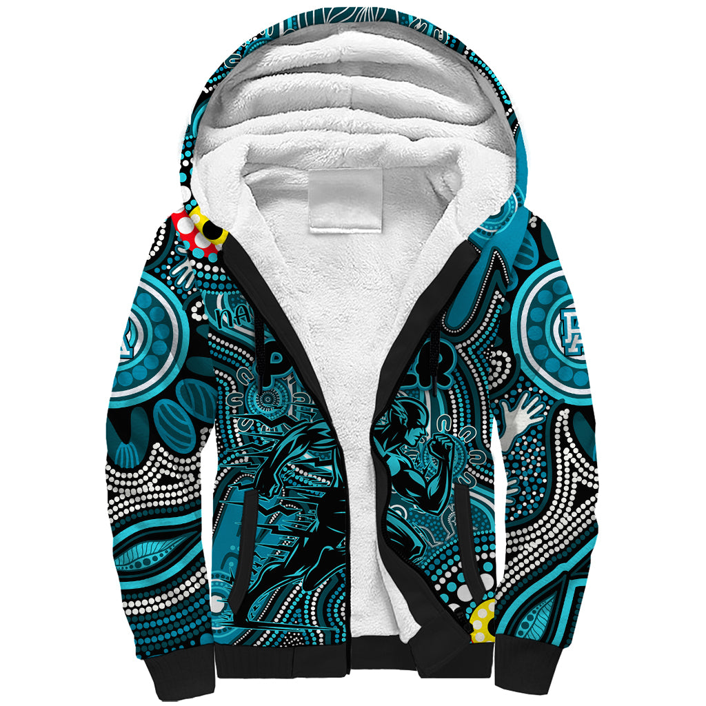 Personalised NAIDOC Week 2024 Port Adelaide Power Sherpa Hoodie Australian Aboriginal Hand Painting