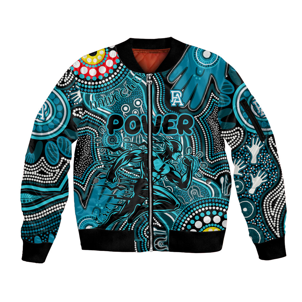 Personalised NAIDOC Week 2024 Port Adelaide Power Sleeve Zip Bomber Jacket Australian Aboriginal Hand Painting