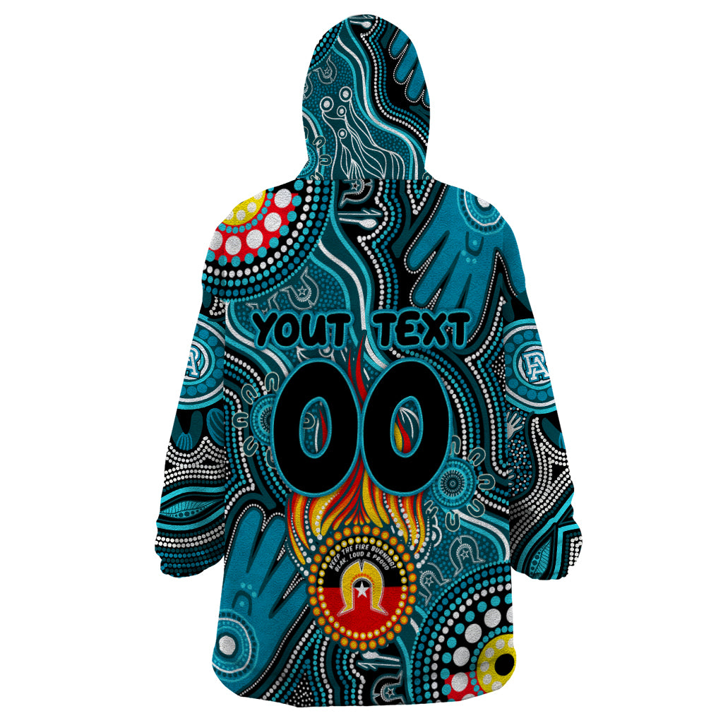 Personalised NAIDOC Week 2024 Port Adelaide Power Wearable Blanket Hoodie Australian Aboriginal Hand Painting