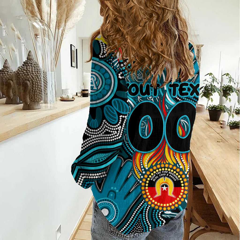 Personalised NAIDOC Week 2024 Port Adelaide Power Women Casual Shirt Australian Aboriginal Hand Painting