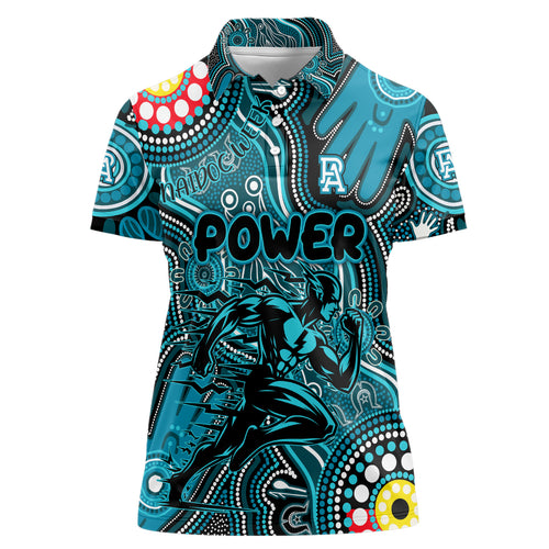 Personalised NAIDOC Week 2024 Port Adelaide Power Women Polo Shirt Australian Aboriginal Hand Painting
