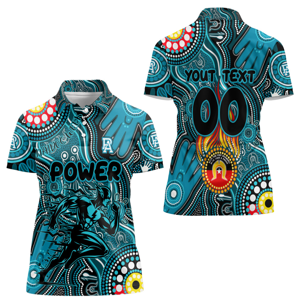 Personalised NAIDOC Week 2024 Port Adelaide Power Women Polo Shirt Australian Aboriginal Hand Painting