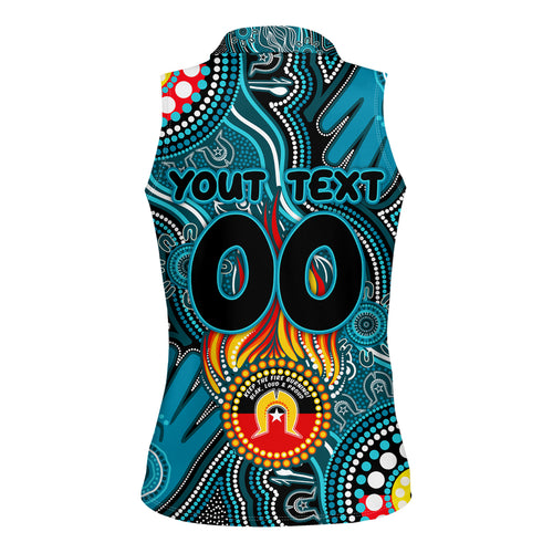 Personalised NAIDOC Week 2024 Port Adelaide Power Women Sleeveless Polo Shirt Australian Aboriginal Hand Painting