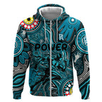 Personalised NAIDOC Week 2024 Port Adelaide Power Zip Hoodie Australian Aboriginal Hand Painting