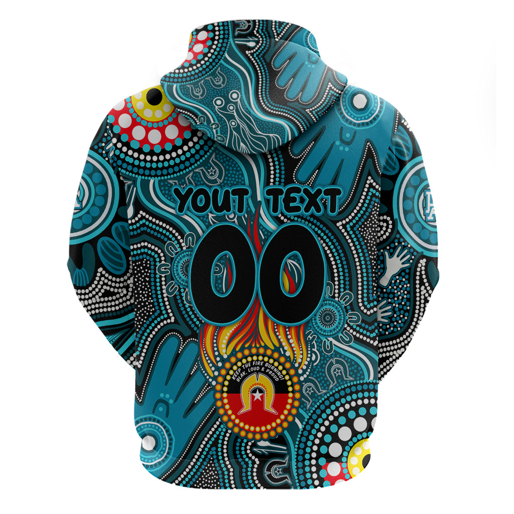 Personalised NAIDOC Week 2024 Port Adelaide Power Zip Hoodie Australian Aboriginal Hand Painting