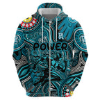 Personalised NAIDOC Week 2024 Port Adelaide Power Zip Hoodie Australian Aboriginal Hand Painting