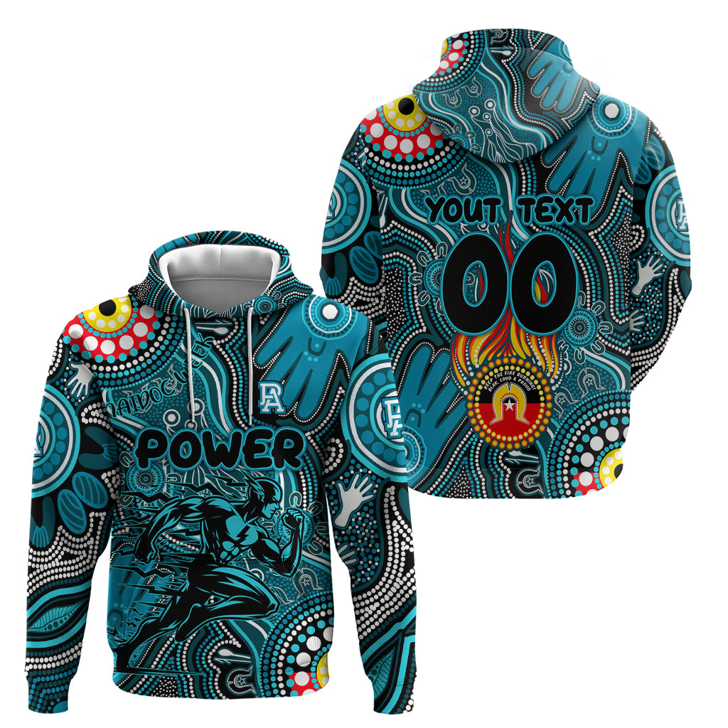 Personalised NAIDOC Week 2024 Port Adelaide Power Zip Hoodie Australian Aboriginal Hand Painting