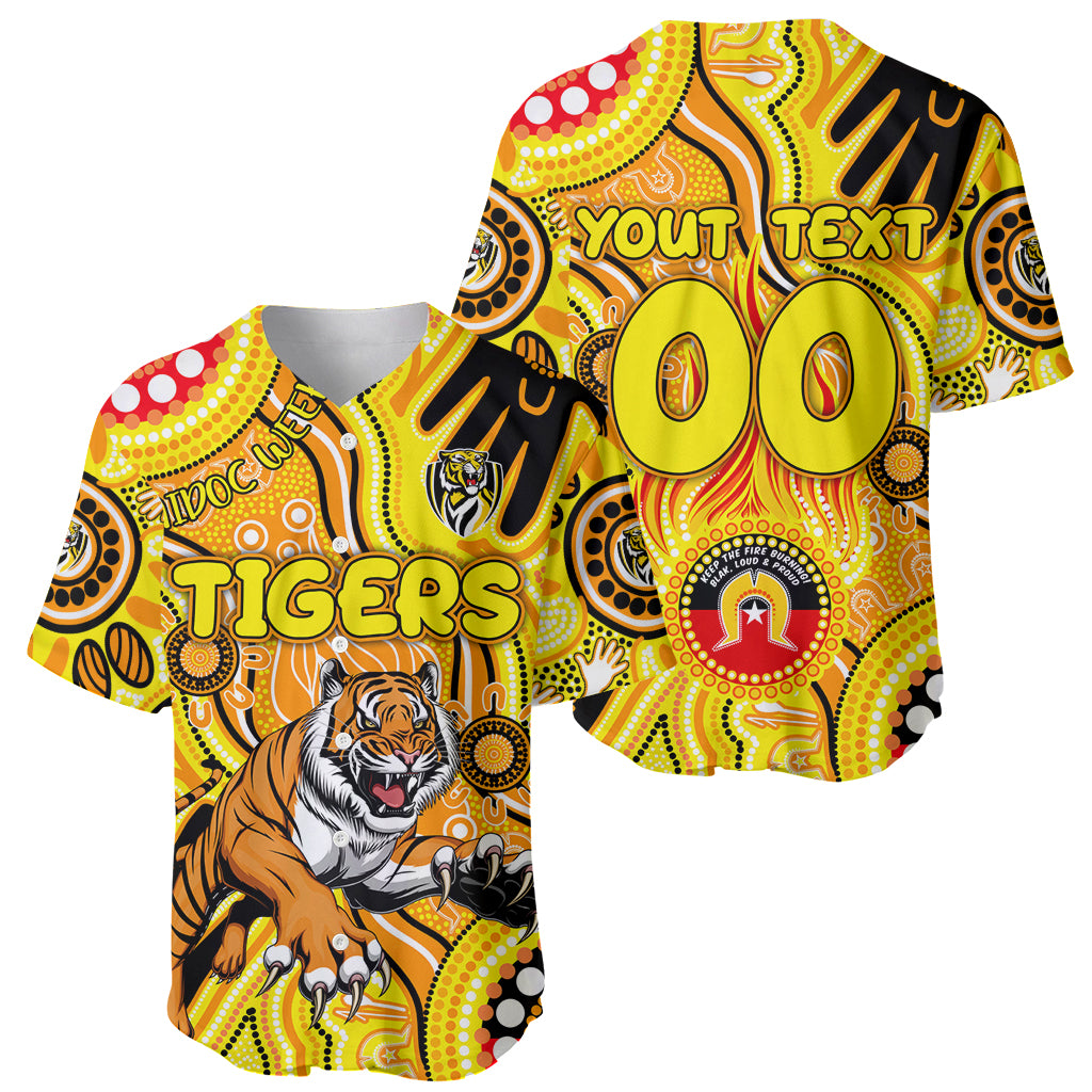 Personalised NAIDOC Week 2024 Richmond Tiger Baseball Jersey Australian Aboriginal Hand Painting