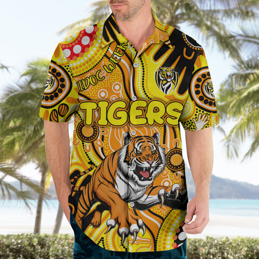 Personalised NAIDOC Week 2024 Richmond Tiger Hawaiian Shirt Australian Aboriginal Hand Painting