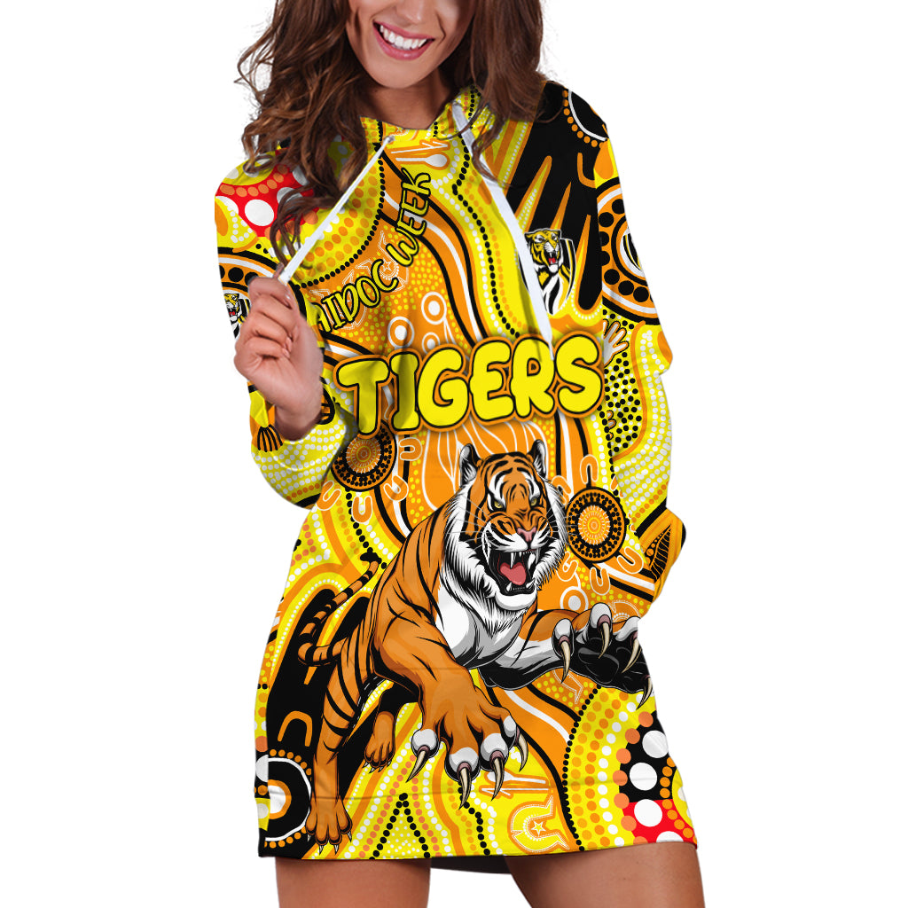 Personalised NAIDOC Week 2024 Richmond Tiger Hoodie Dress Australian Aboriginal Hand Painting