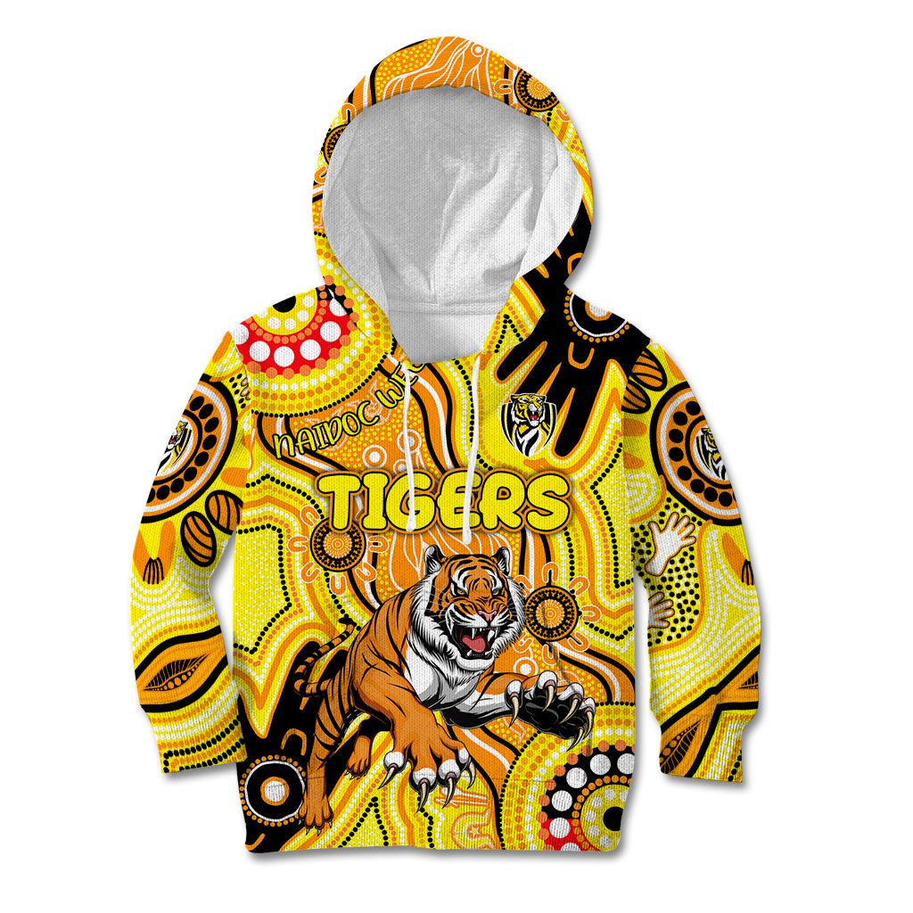 Personalised NAIDOC Week 2024 Richmond Tiger Kid Hoodie Australian Aboriginal Hand Painting