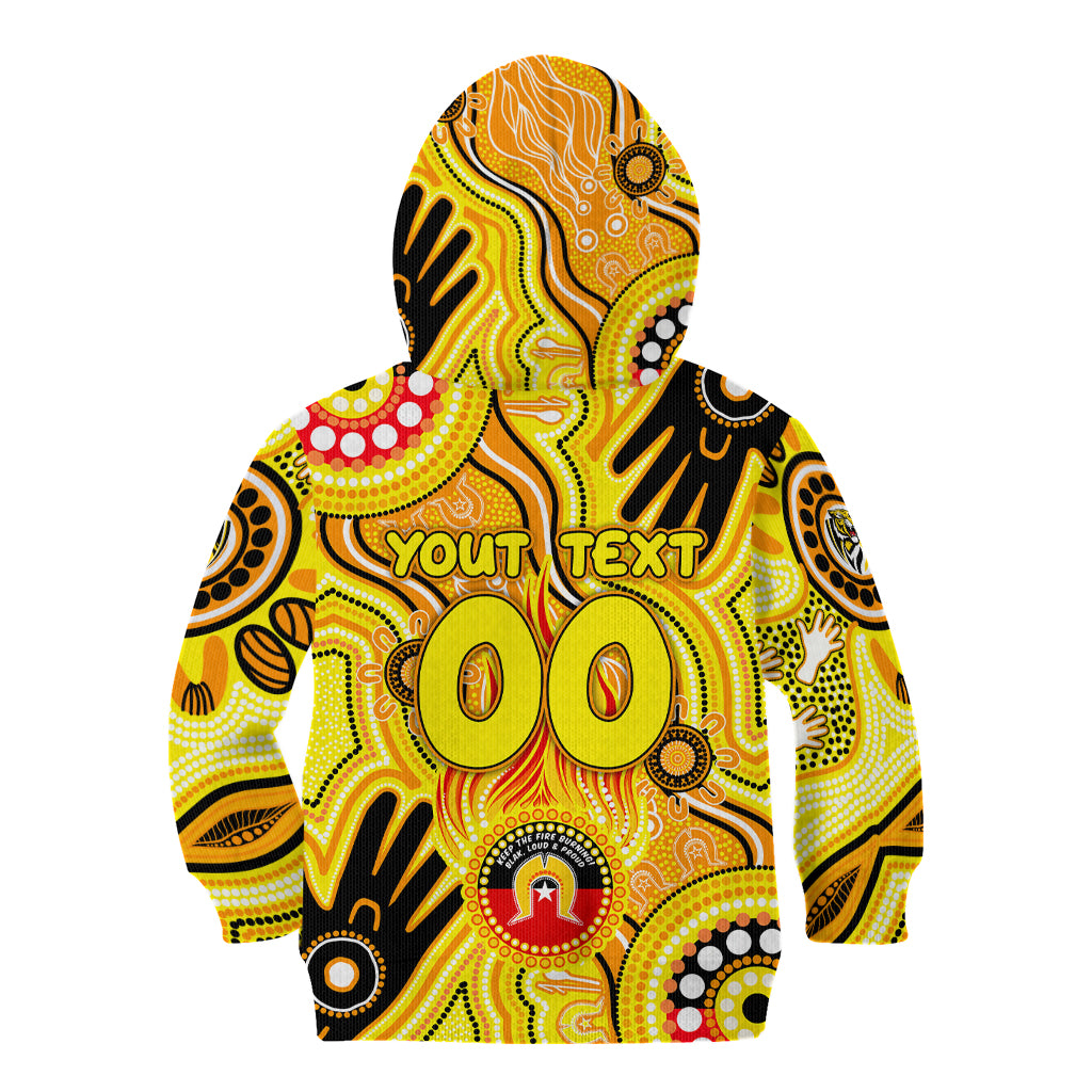 Personalised NAIDOC Week 2024 Richmond Tiger Kid Hoodie Australian Aboriginal Hand Painting