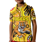 Personalised NAIDOC Week 2024 Richmond Tiger Kid Polo Shirt Australian Aboriginal Hand Painting