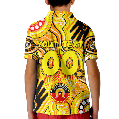 Personalised NAIDOC Week 2024 Richmond Tiger Kid Polo Shirt Australian Aboriginal Hand Painting