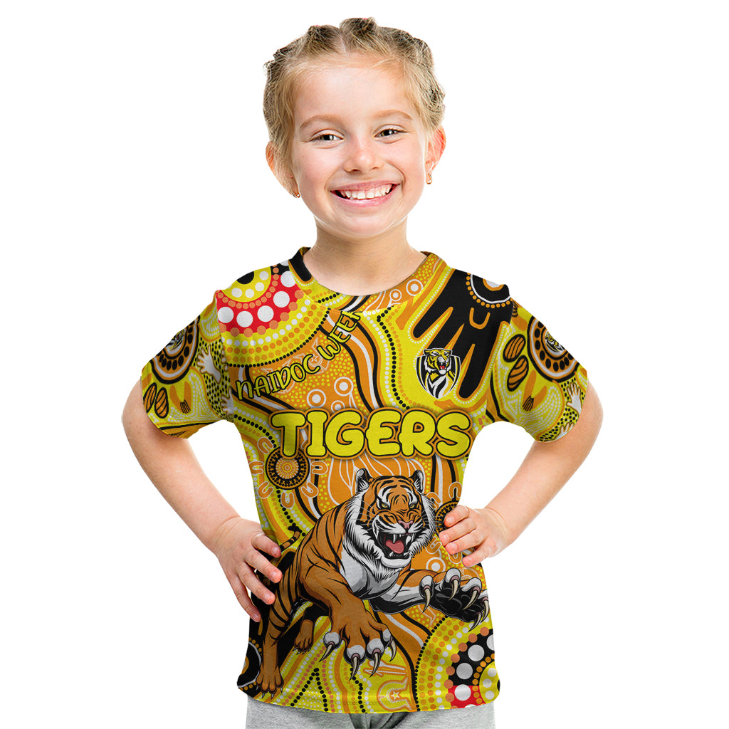 Personalised NAIDOC Week 2024 Richmond Tiger Kid T Shirt Australian Aboriginal Hand Painting