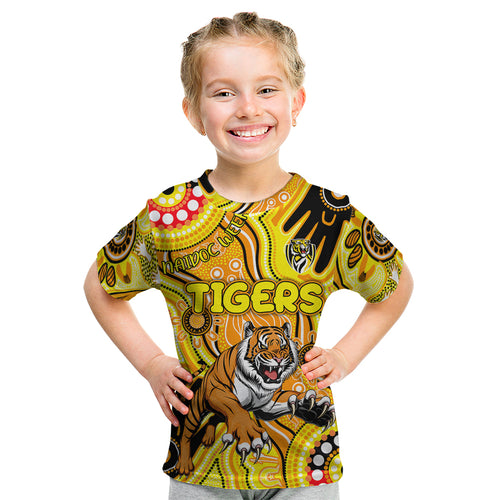 Personalised NAIDOC Week 2024 Richmond Tiger Kid T Shirt Australian Aboriginal Hand Painting