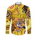 Personalised NAIDOC Week 2024 Richmond Tiger Long Sleeve Button Shirt Australian Aboriginal Hand Painting