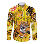 Personalised NAIDOC Week 2024 Richmond Tiger Long Sleeve Button Shirt Australian Aboriginal Hand Painting