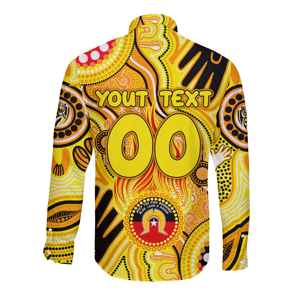 Personalised NAIDOC Week 2024 Richmond Tiger Long Sleeve Button Shirt Australian Aboriginal Hand Painting