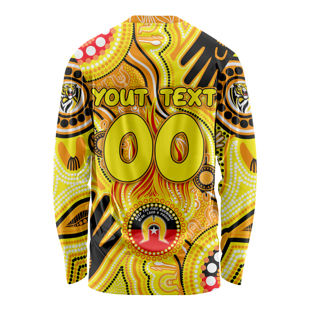 Personalised NAIDOC Week 2024 Richmond Tiger Long Sleeve Shirt Australian Aboriginal Hand Painting