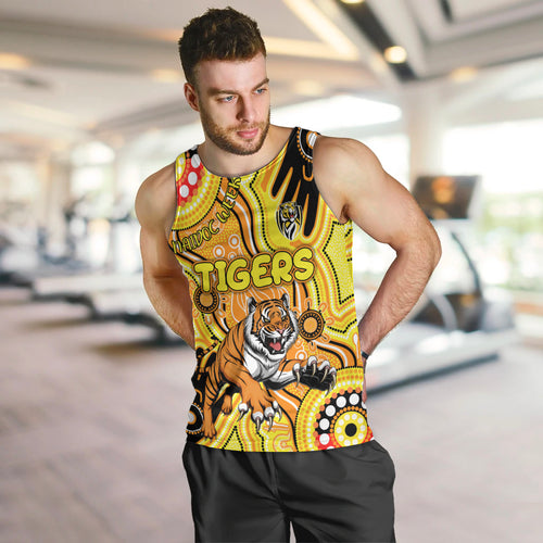Personalised NAIDOC Week 2024 Richmond Tiger Men Tank Top Australian Aboriginal Hand Painting