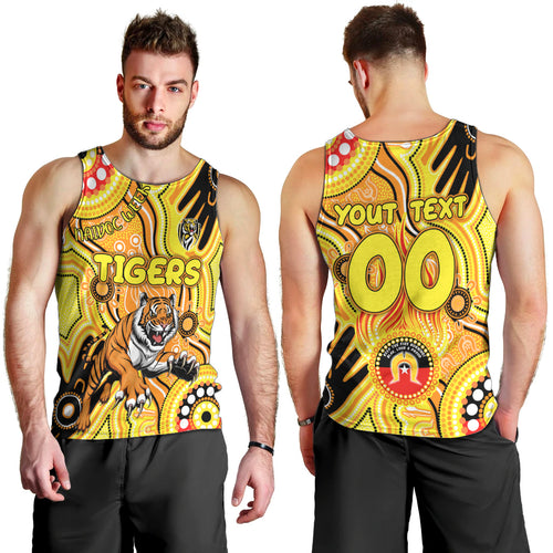 Personalised NAIDOC Week 2024 Richmond Tiger Men Tank Top Australian Aboriginal Hand Painting