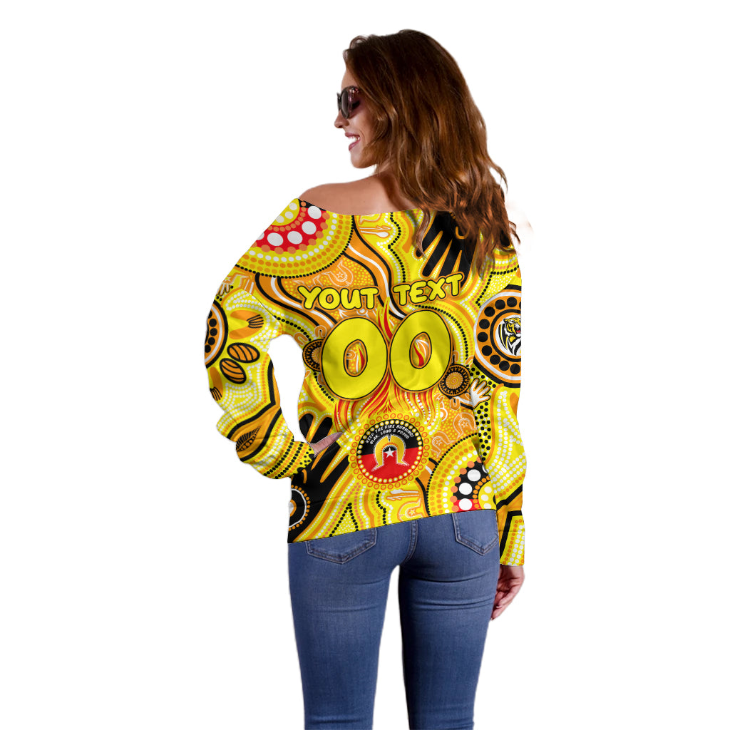 Personalised NAIDOC Week 2024 Richmond Tiger Off Shoulder Sweater Australian Aboriginal Hand Painting