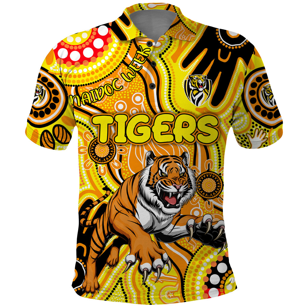 Personalised NAIDOC Week 2024 Richmond Tiger Polo Shirt Australian Aboriginal Hand Painting
