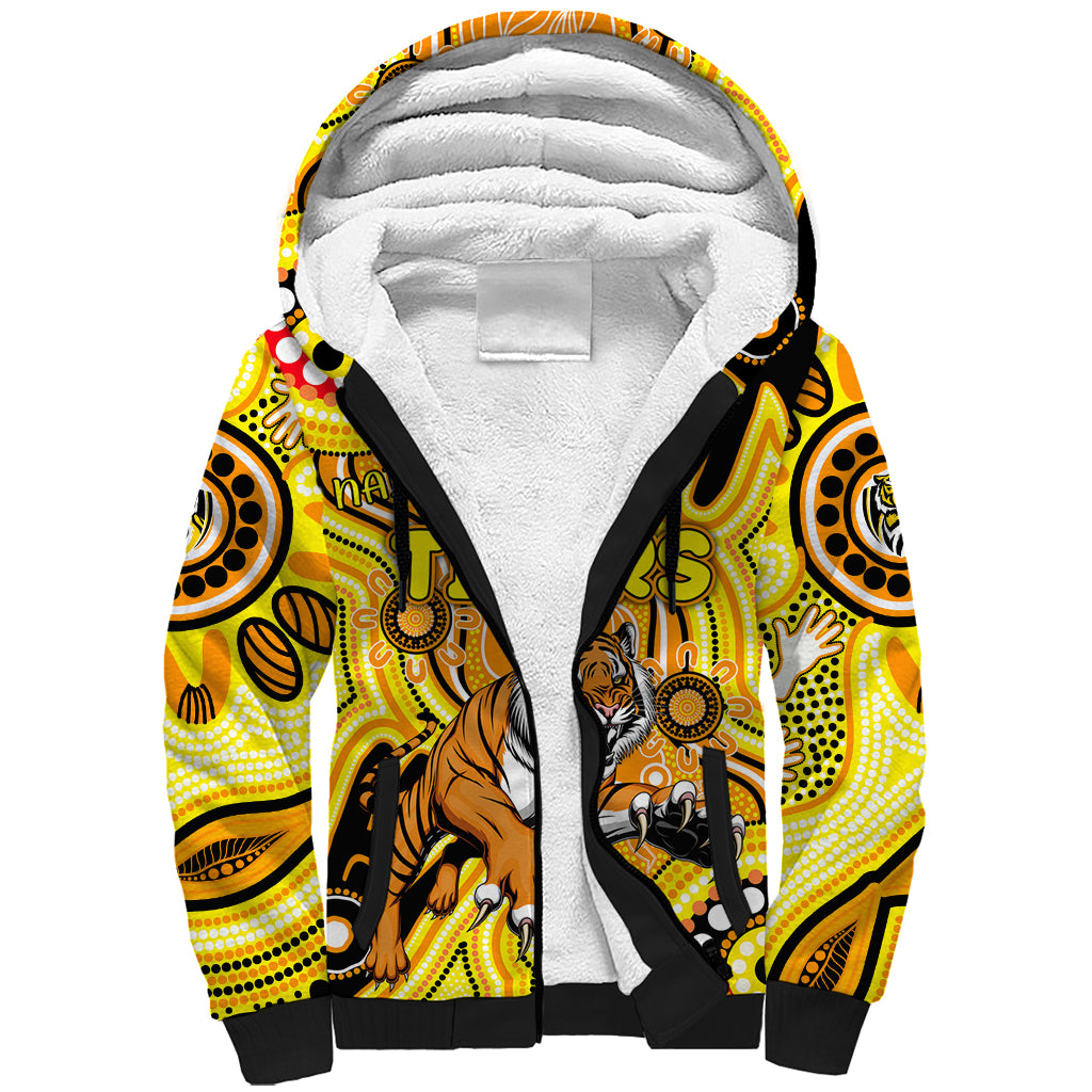Personalised NAIDOC Week 2024 Richmond Tiger Sherpa Hoodie Australian Aboriginal Hand Painting