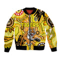 Personalised NAIDOC Week 2024 Richmond Tiger Sleeve Zip Bomber Jacket Australian Aboriginal Hand Painting