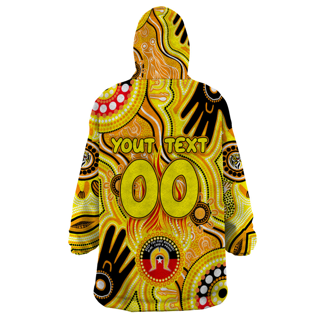 Personalised NAIDOC Week 2024 Richmond Tiger Wearable Blanket Hoodie Australian Aboriginal Hand Painting