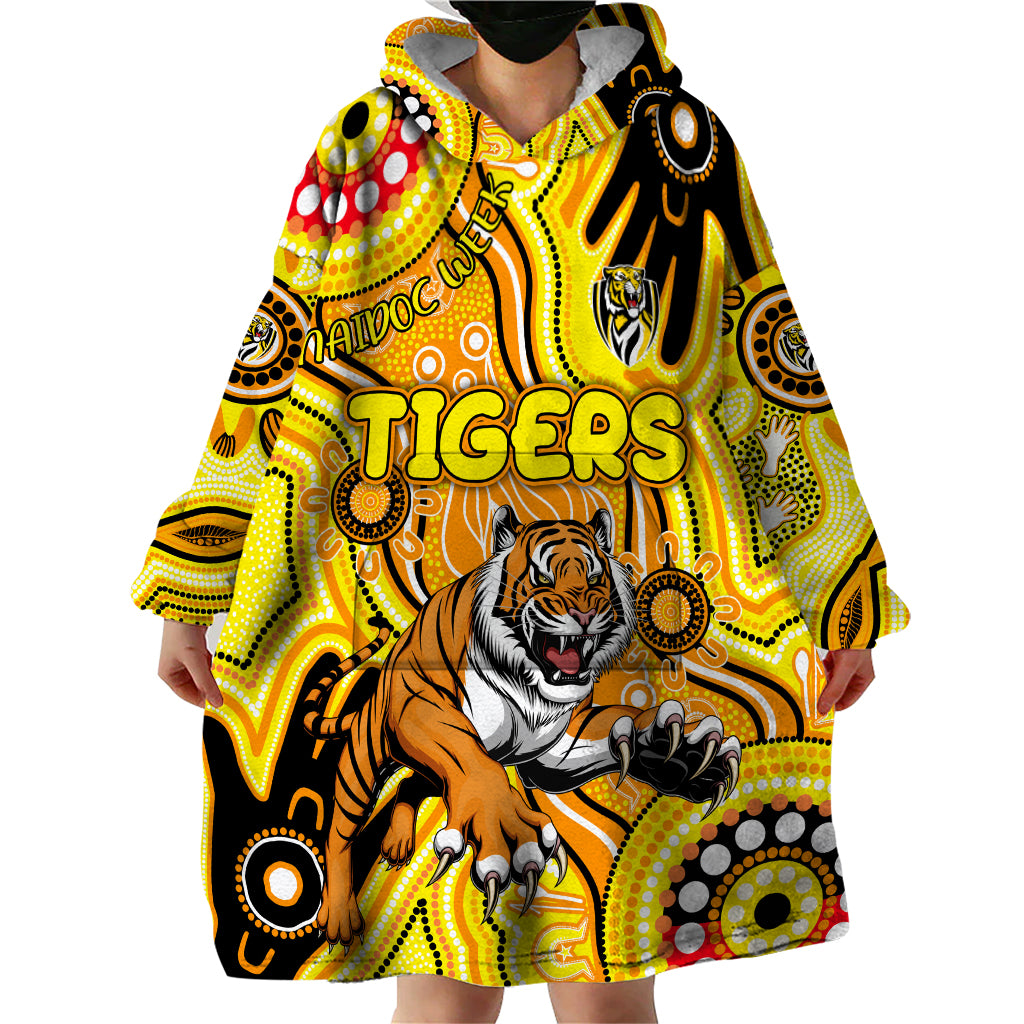 Personalised NAIDOC Week 2024 Richmond Tiger Wearable Blanket Hoodie Australian Aboriginal Hand Painting