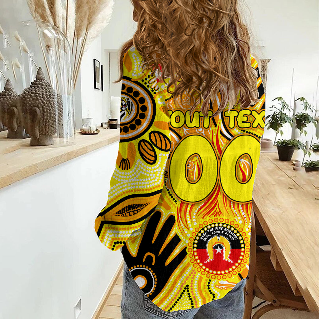 Personalised NAIDOC Week 2024 Richmond Tiger Women Casual Shirt Australian Aboriginal Hand Painting