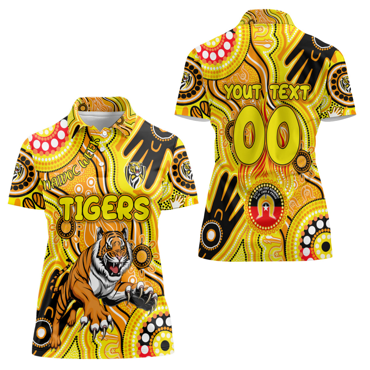 Personalised NAIDOC Week 2024 Richmond Tiger Women Polo Shirt Australian Aboriginal Hand Painting